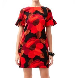 Trina Turk DARLING Bold Floral Shift Dress | sz 2, Red Orange NEW $328